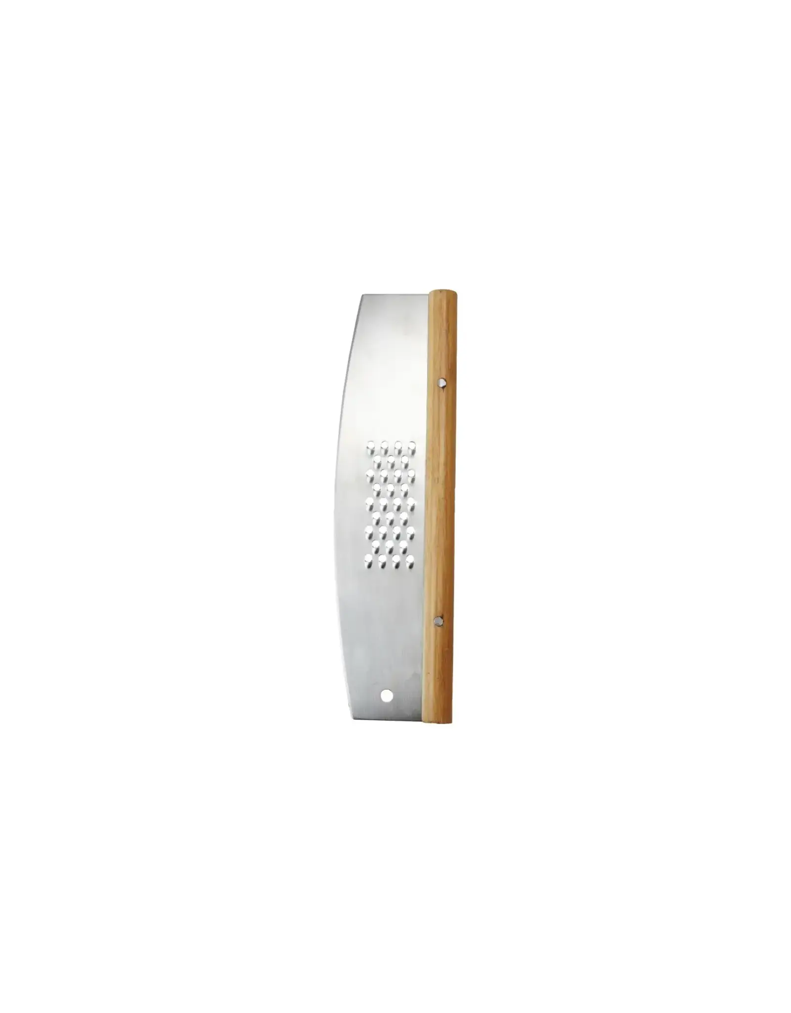 Stainless Steel & Rubberwood Pizza Cutter w/ Grater, Natural