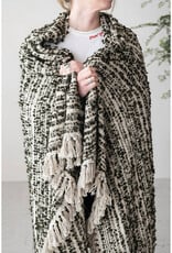 60"L x 50"W Woven Cotton & Acrylic Blend Throw with Fringe