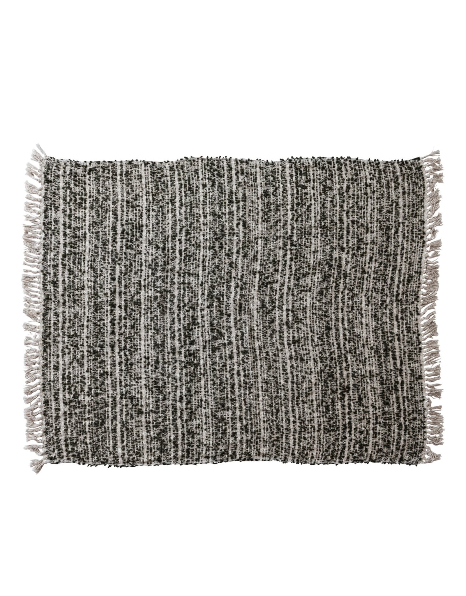 Woven Cotton & Acrylic Blend Throw with Fringe