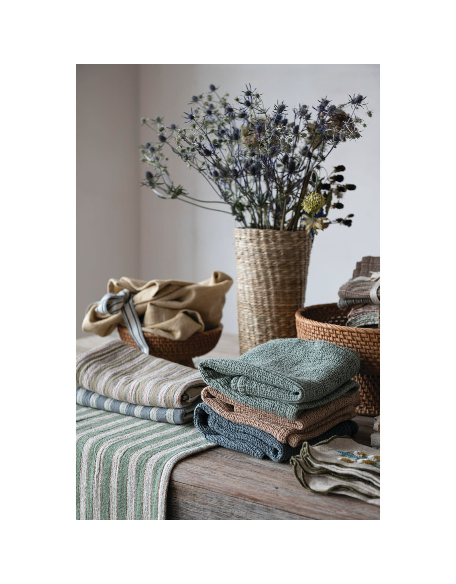 Woven Cotton Waffle Weave Tea Towel, 3 Colors