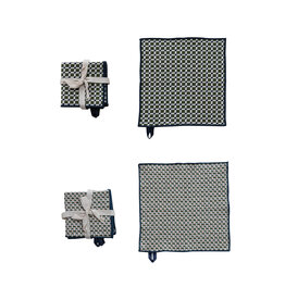 Woven Cotton Dish Cloths with Stitched Edge, S/3 - 2 Styles