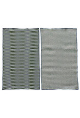 Woven Cotton Tea Towel with Pattern & Stitched Edge