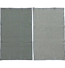 Woven Cotton Tea Towel with Pattern & Stitched Edge