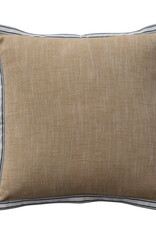 18" Square Woven Cotton Pillow with Striped Flange Edge
