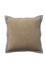 18" Square Woven Cotton Pillow with Striped Flange Edge