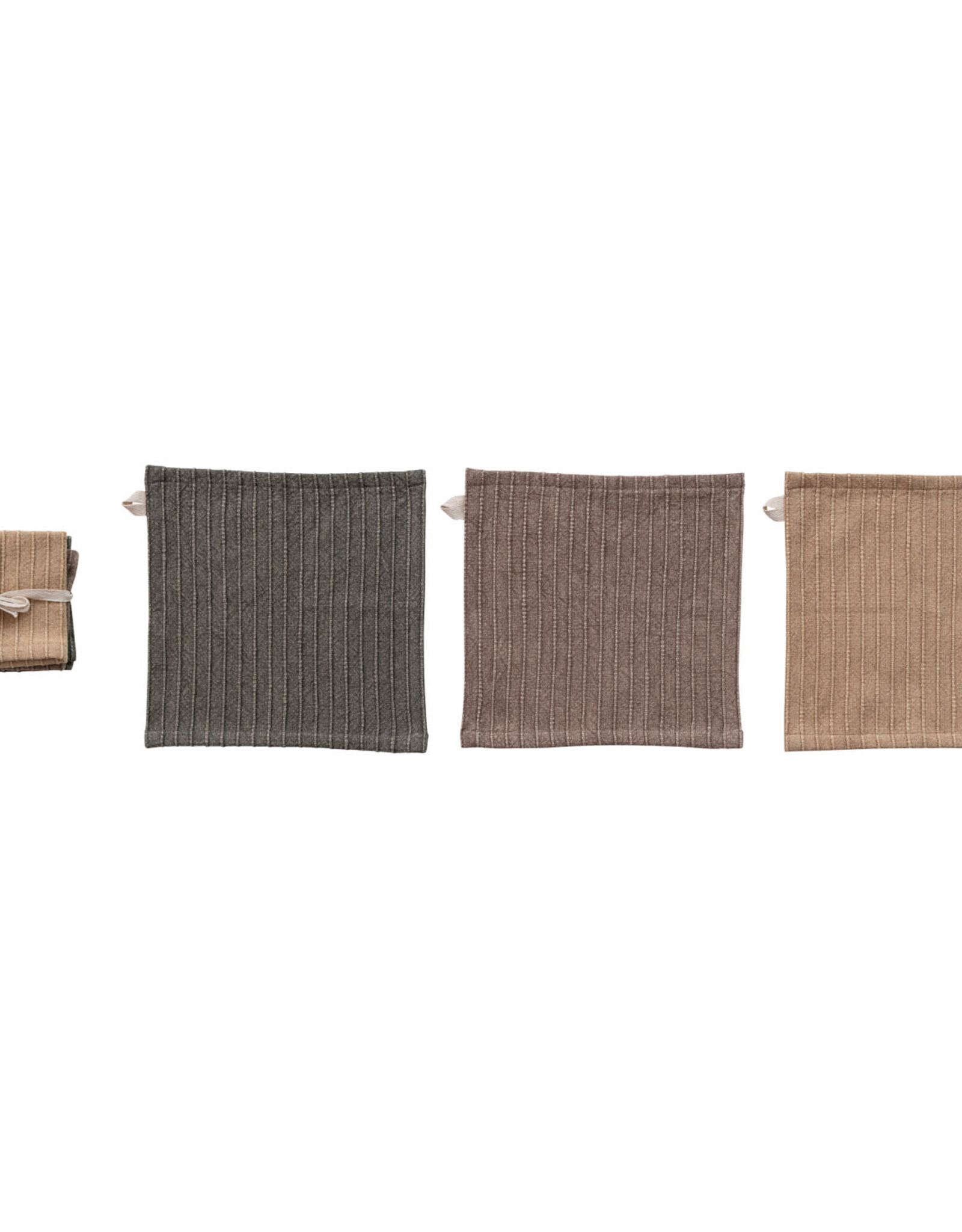 Stonewashed Cotton Striped Dish Cloths, Set of 3