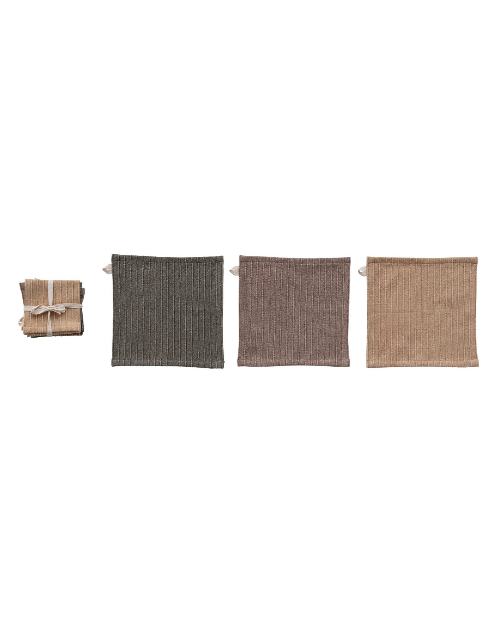 Stonewashed Cotton Striped Dish Cloths, Set of 3