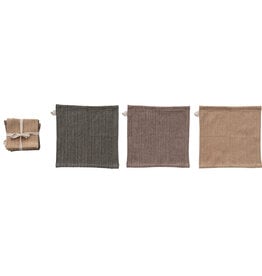 Stonewashed Cotton Striped Dish Cloths, Set of 3