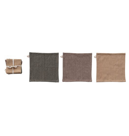 Stonewashed Cotton Striped Dish Cloths, Set of 3