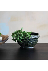 Stoneware Basket Weave Bowl, Green