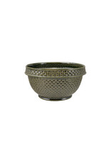 Stoneware Basket Weave Bowl, Green