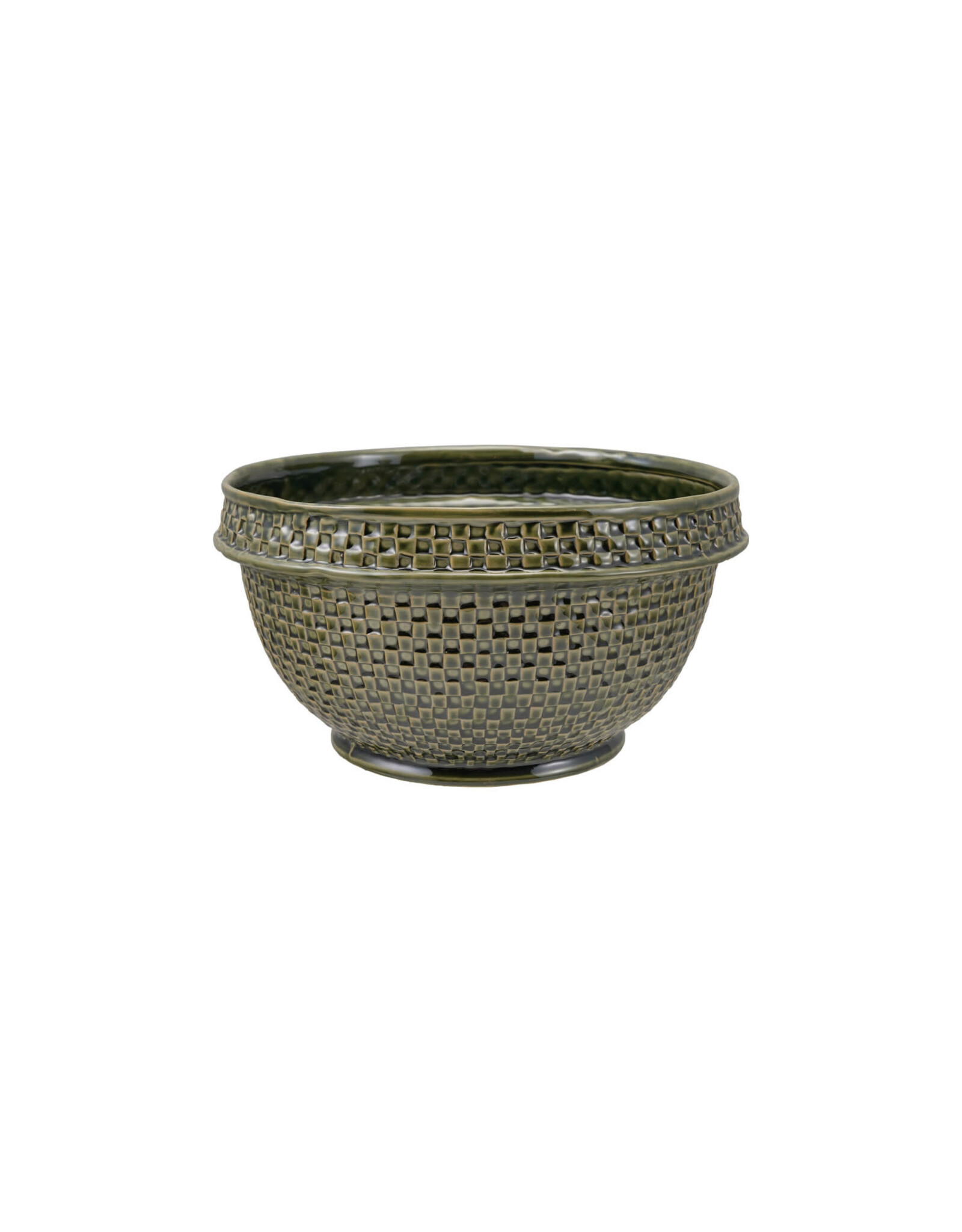 Stoneware Basket Weave Bowl, Green