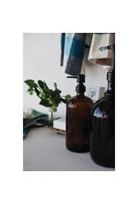 Glass Dispenser with Pump, Brown & Black