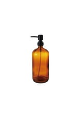 Glass Dispenser with Pump, Brown & Black