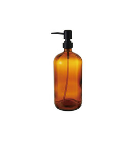 Glass Dispenser with Pump, Brown & Black