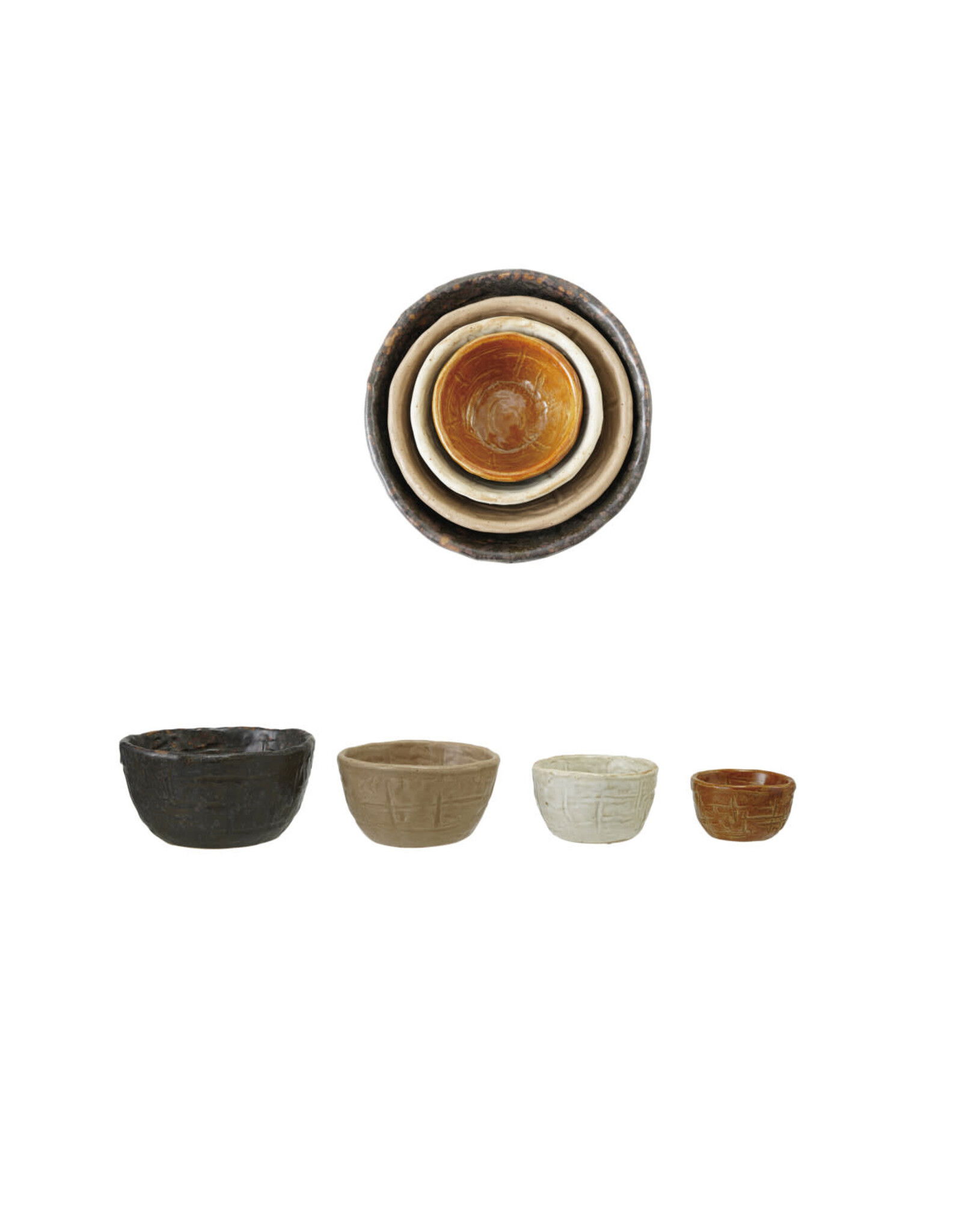 Textured Stoneware Nesting Bowls, S/4
