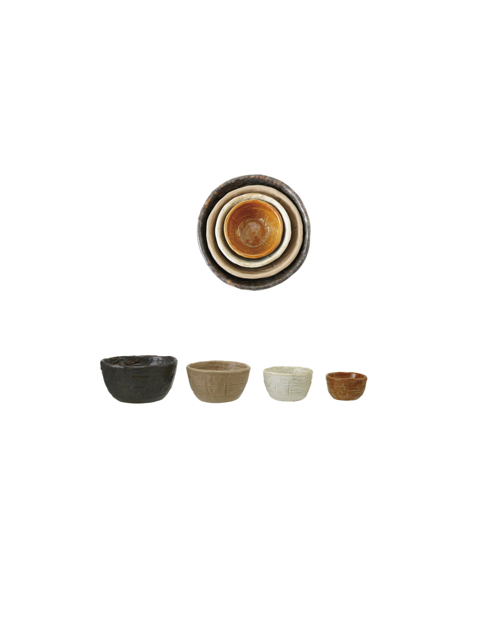 Textured Stoneware Nesting Bowls, S/4