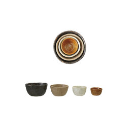 Textured Stoneware Nesting Bowls, S/4