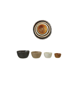 Textured Stoneware Nesting Bowls, S/4