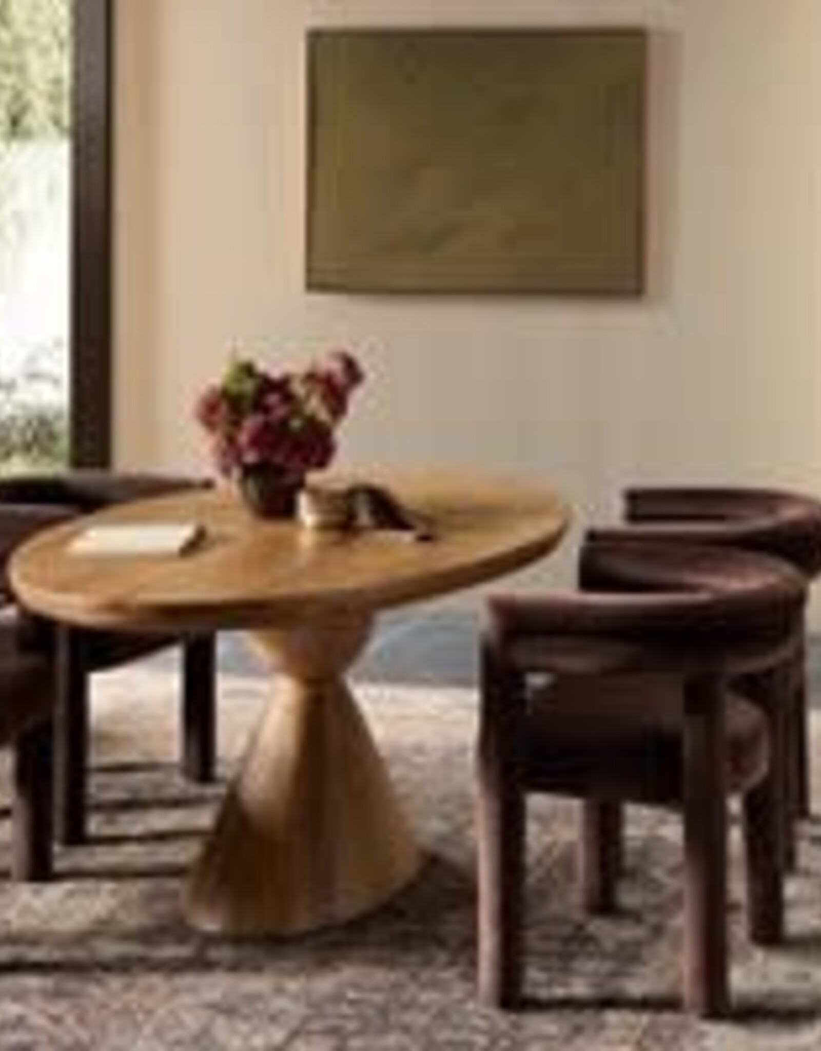 Bibianna Oval Dining Table, Smoked Honey