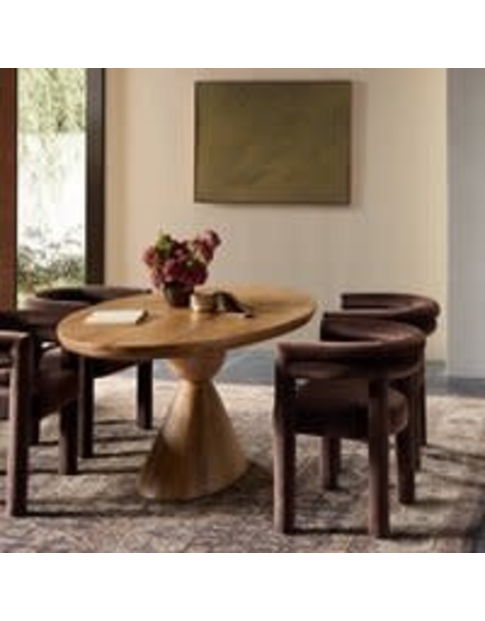 Bibianna Oval Dining Table, Smoked Honey