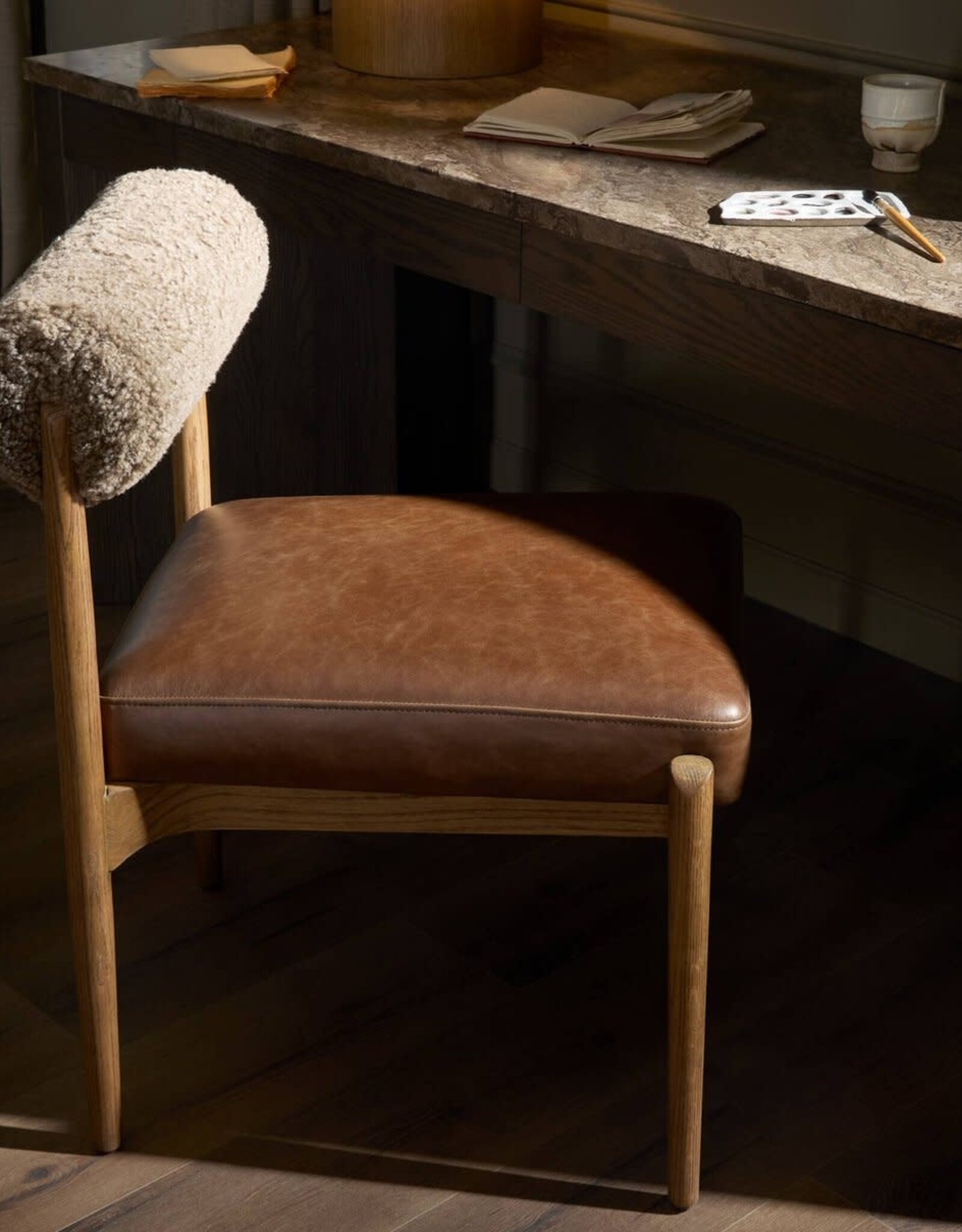 Jazelle Dining Chair, Havana Brown/ Shearling