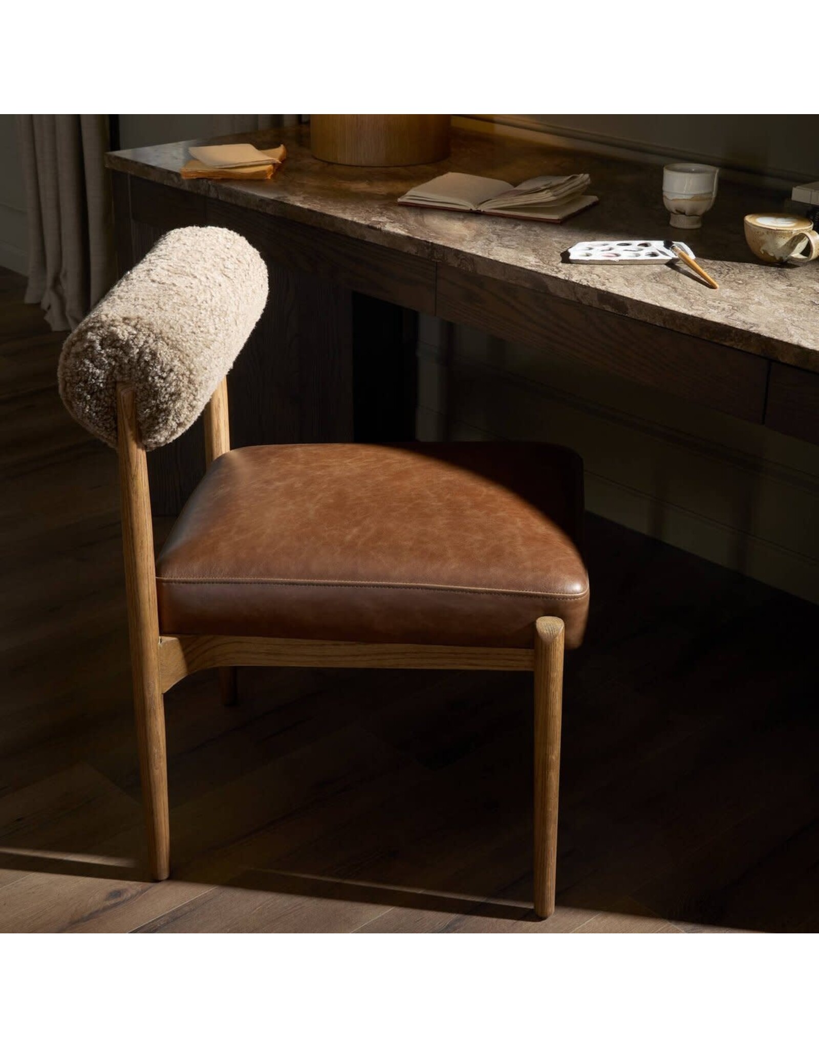 Jazelle Dining Chair, Havana Brown/ Shearling