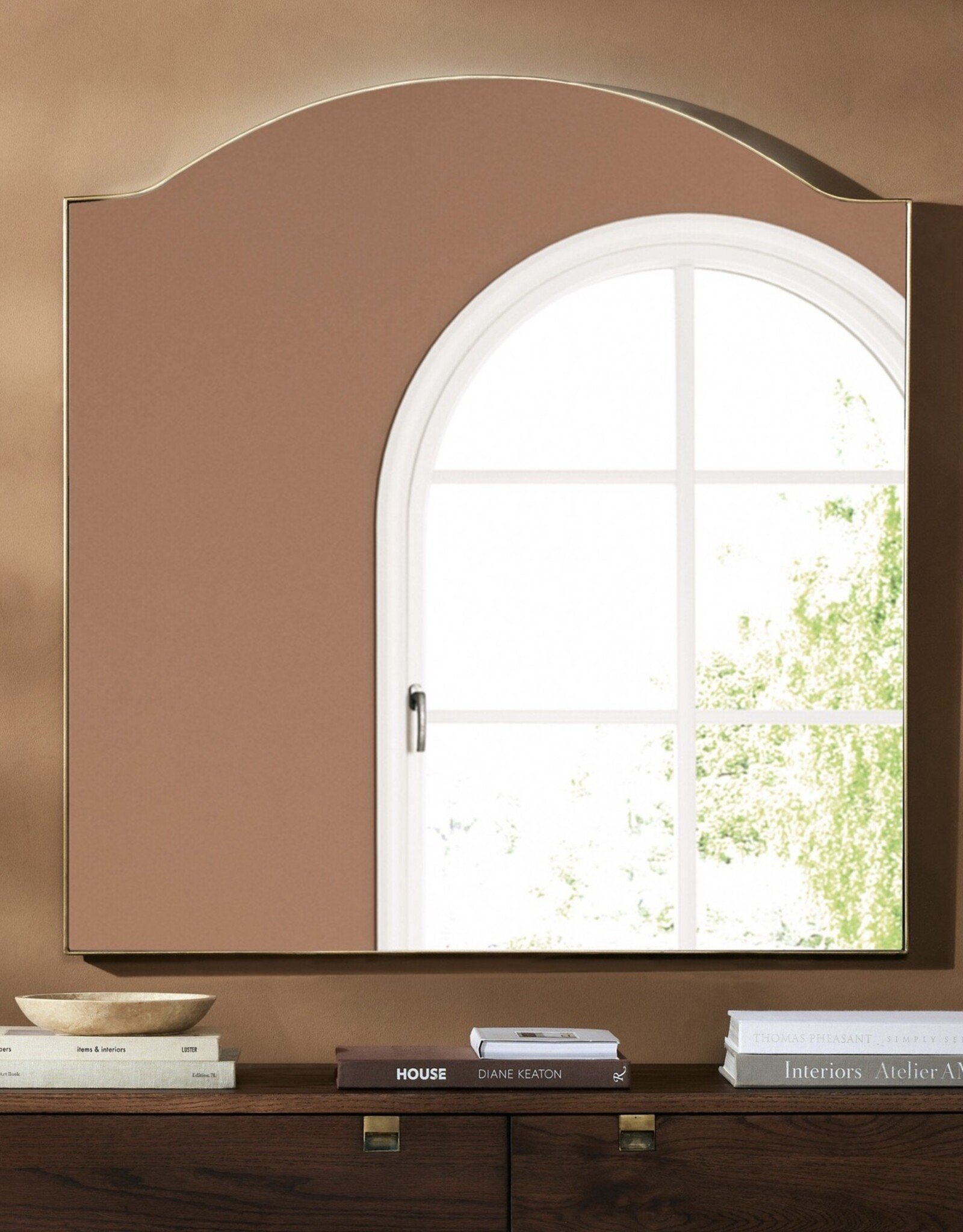 Jacques Mirror in Antique Brass