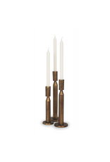 Declan Antiqued Brass Cast Metal Taper Candle Holder Set of 3