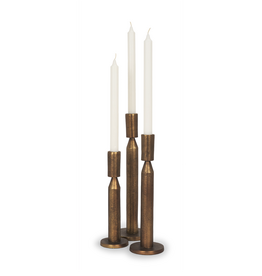 Declan Antiqued Brass Cast Metal Taper Candle Holder Set of 3