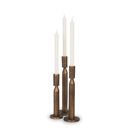 Declan Antiqued Brass Cast Metal Taper Candle Holder Set of 3