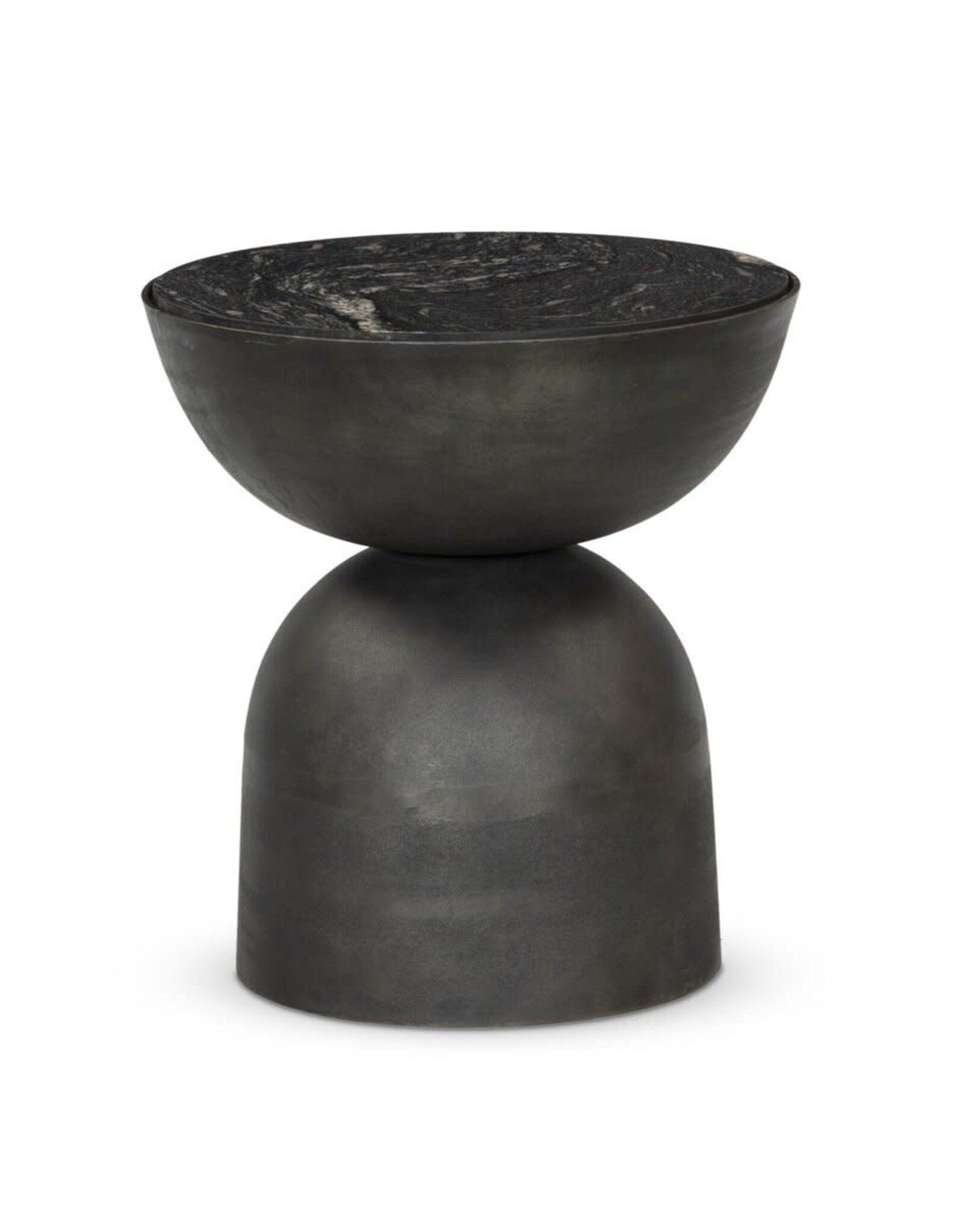 Corbett End Table in Polished Black Marble