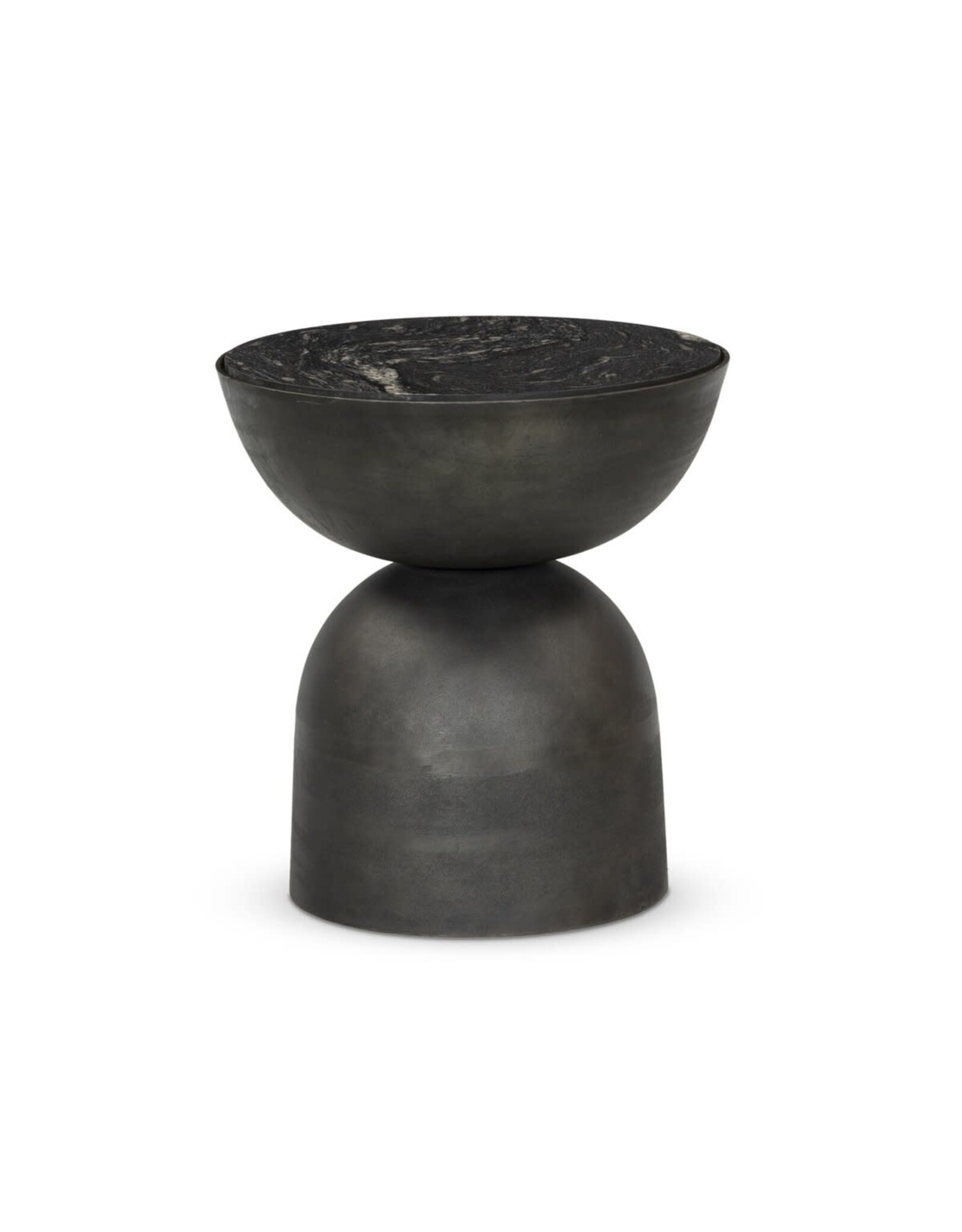 Corbett End Table in Polished Black Marble