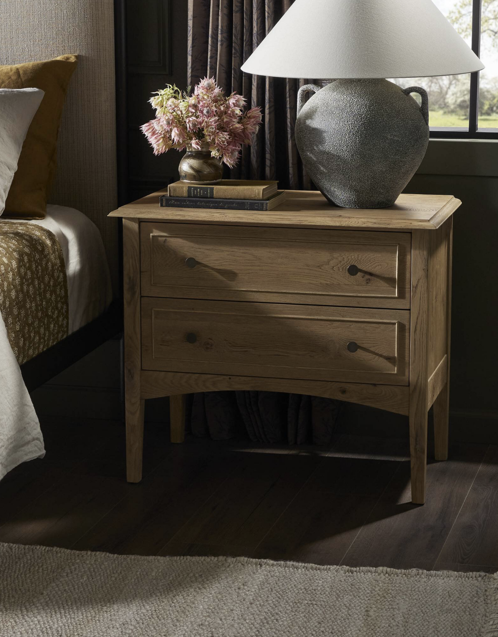 Maggie Nightstand in Aged Smoked Oak Resawn