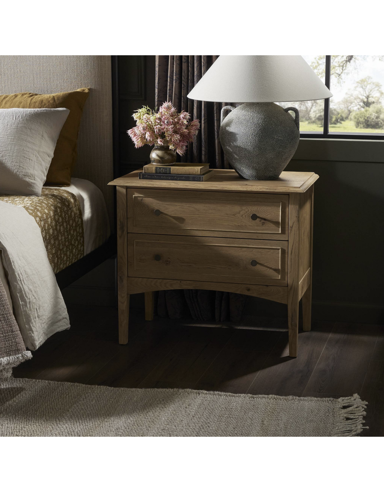 Maggie Nightstand in Aged Smoked Oak Resawn