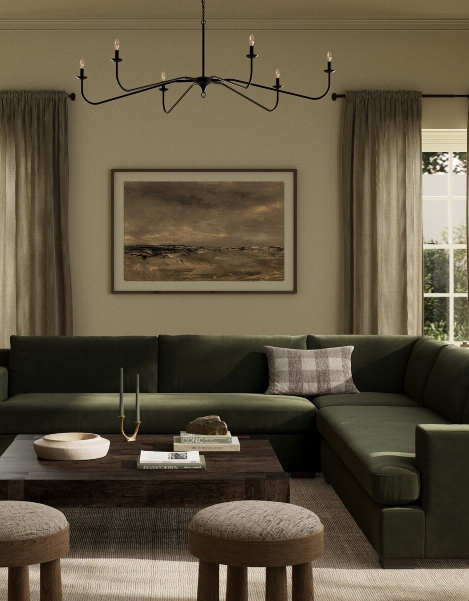 Crispin 3 Piece Sectional in Surrey Olive