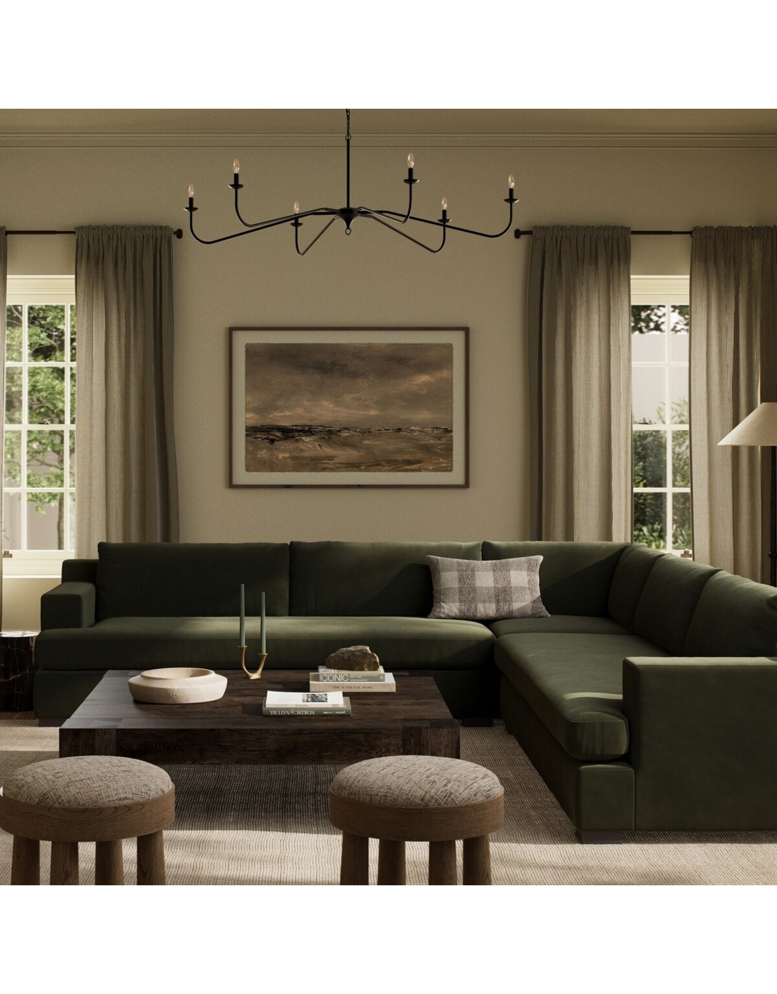 Crispin 3 Piece Sectional in Surrey Olive