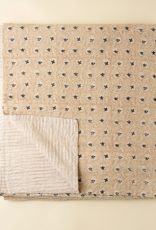 Clover Block Print Kantha Bed Blanket