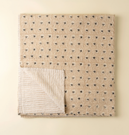 Clover Block Print Kantha Bed Blanket