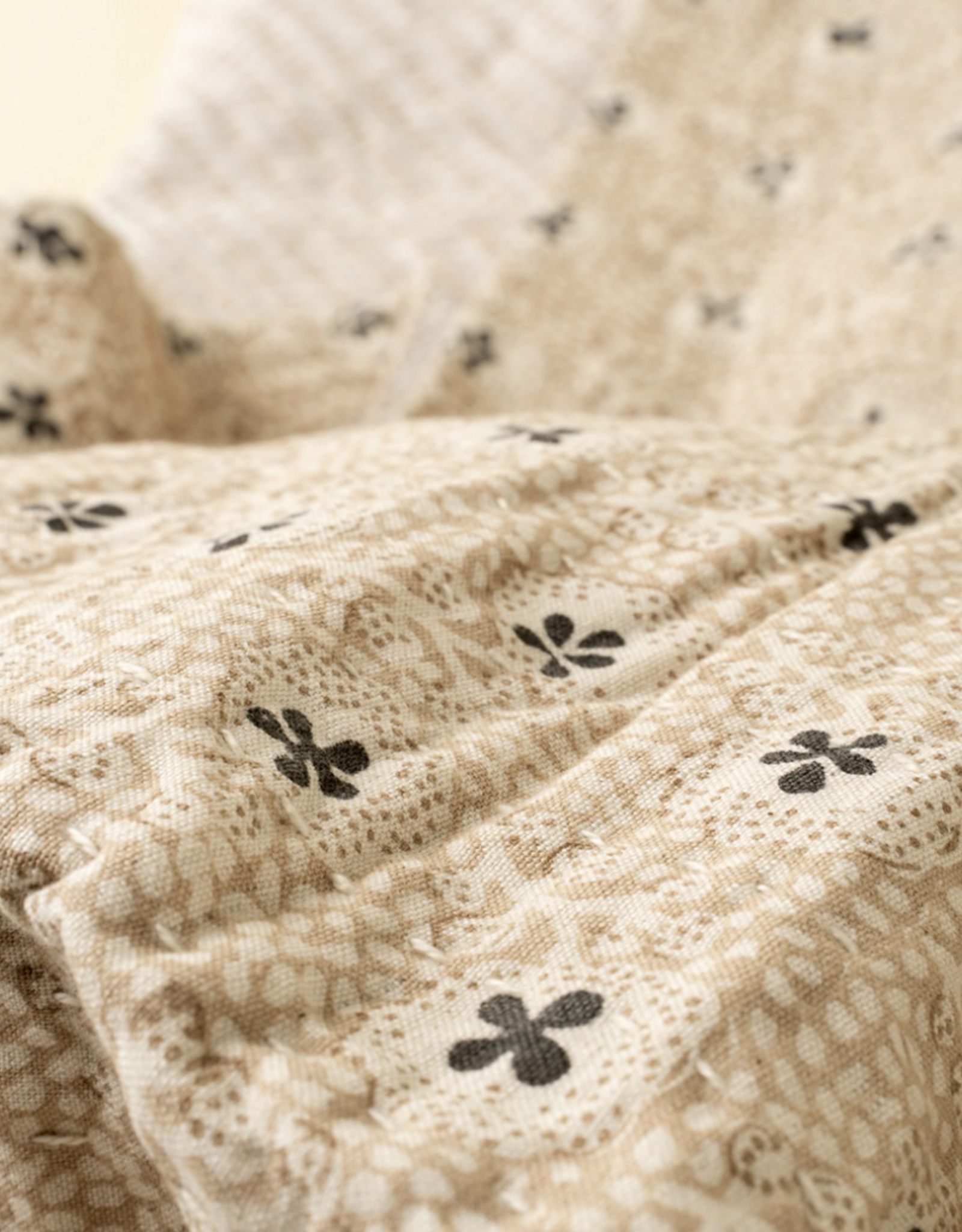 Clover Block Print Kantha Bed Blanket