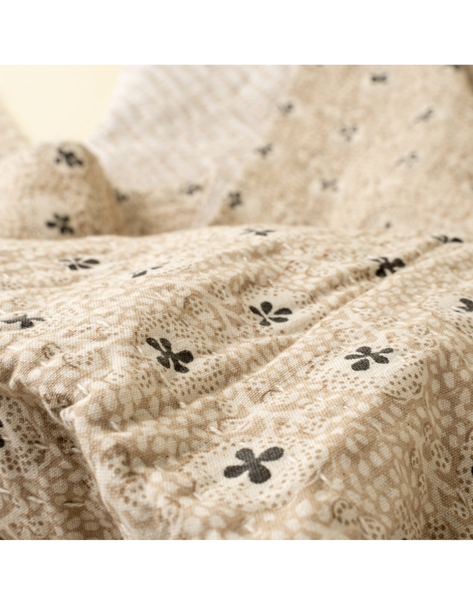 Clover Block Print Kantha Bed Blanket