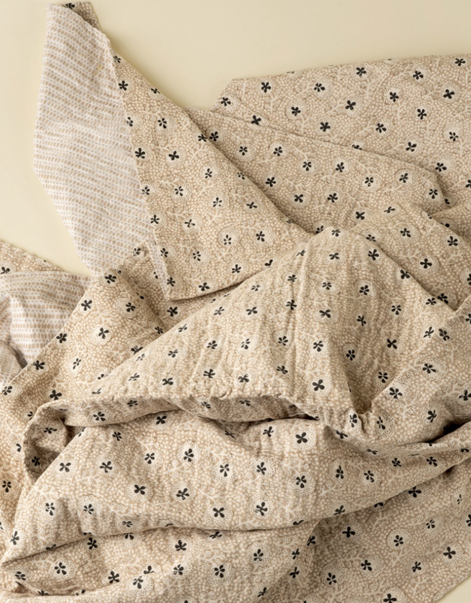 Clover Block Print Kantha Bed Blanket