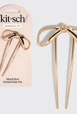 Mini Metal Bow French Hair Pin - Gold