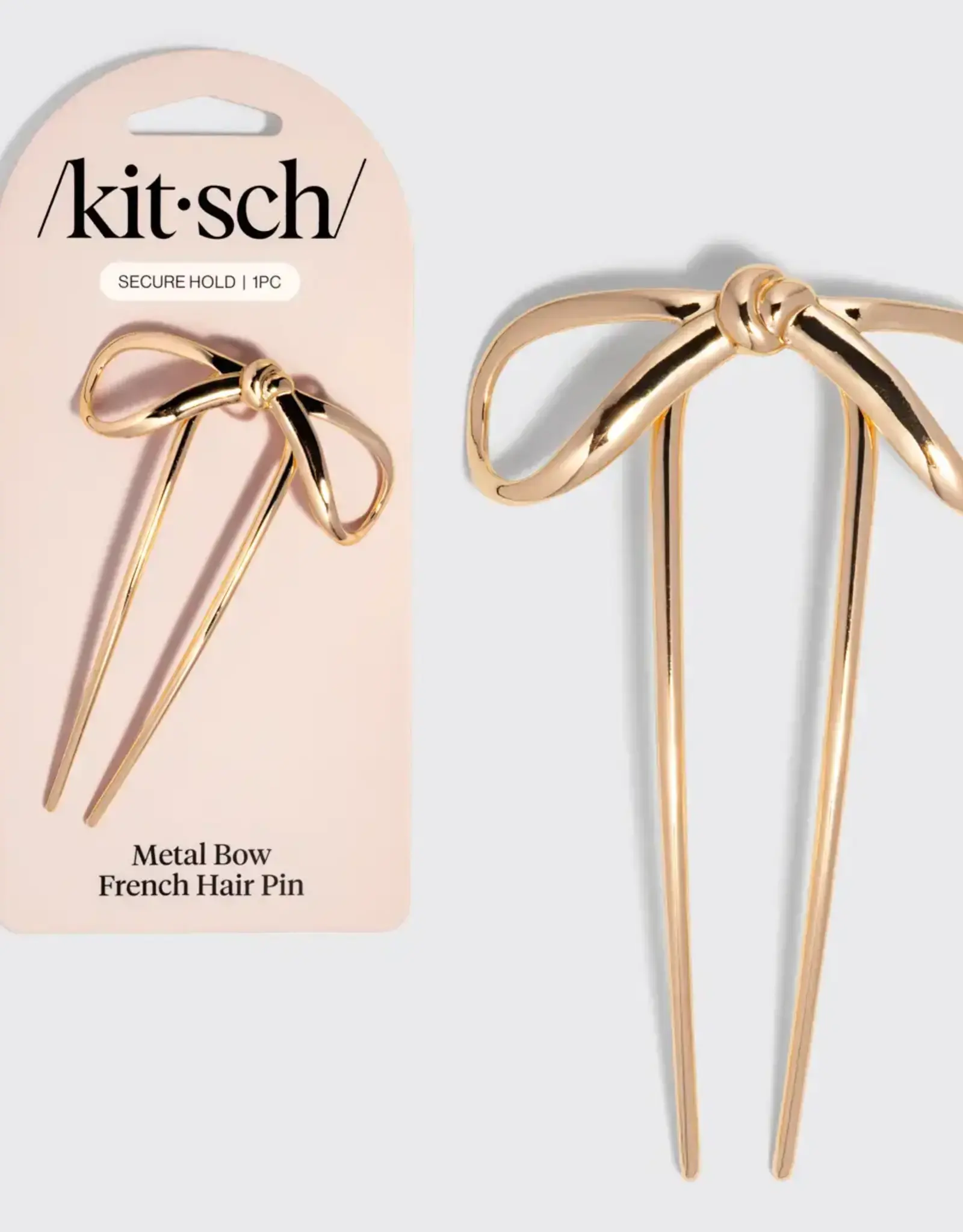 Mini Metal Bow French Hair Pin - Gold