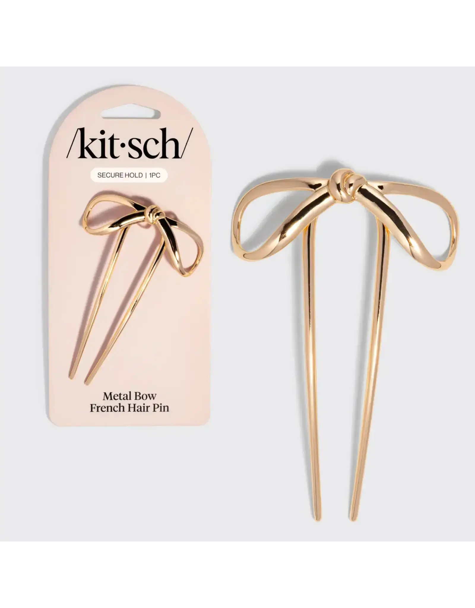 Mini Metal Bow French Hair Pin - Gold