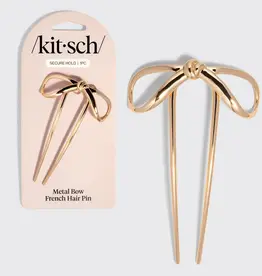 Mini Metal Bow French Hair Pin - Gold