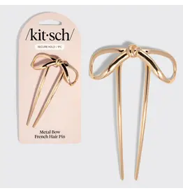 Mini Metal Bow French Hair Pin - Gold