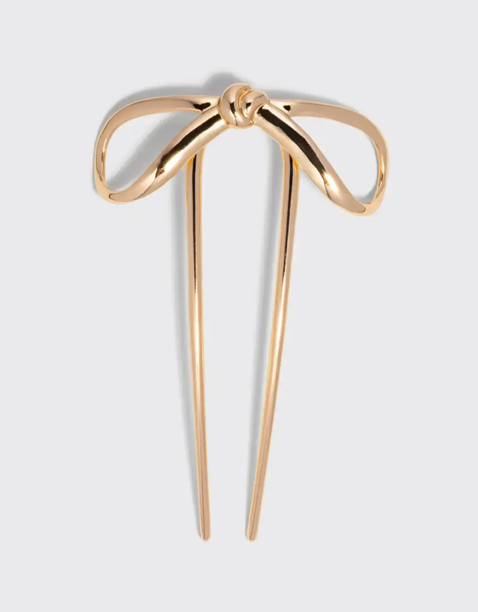 Mini Metal Bow French Hair Pin - Gold