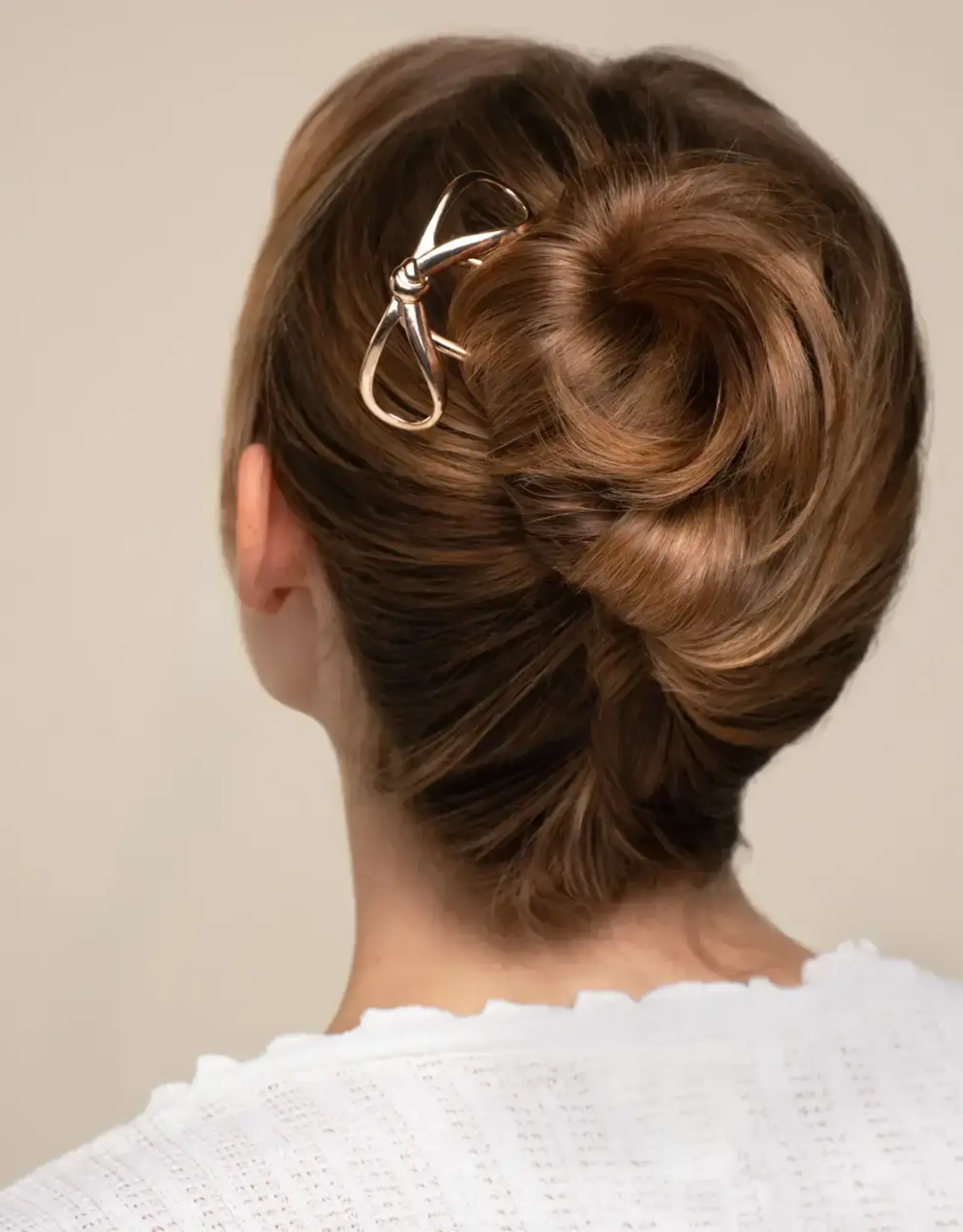 Mini Metal Bow French Hair Pin - Gold