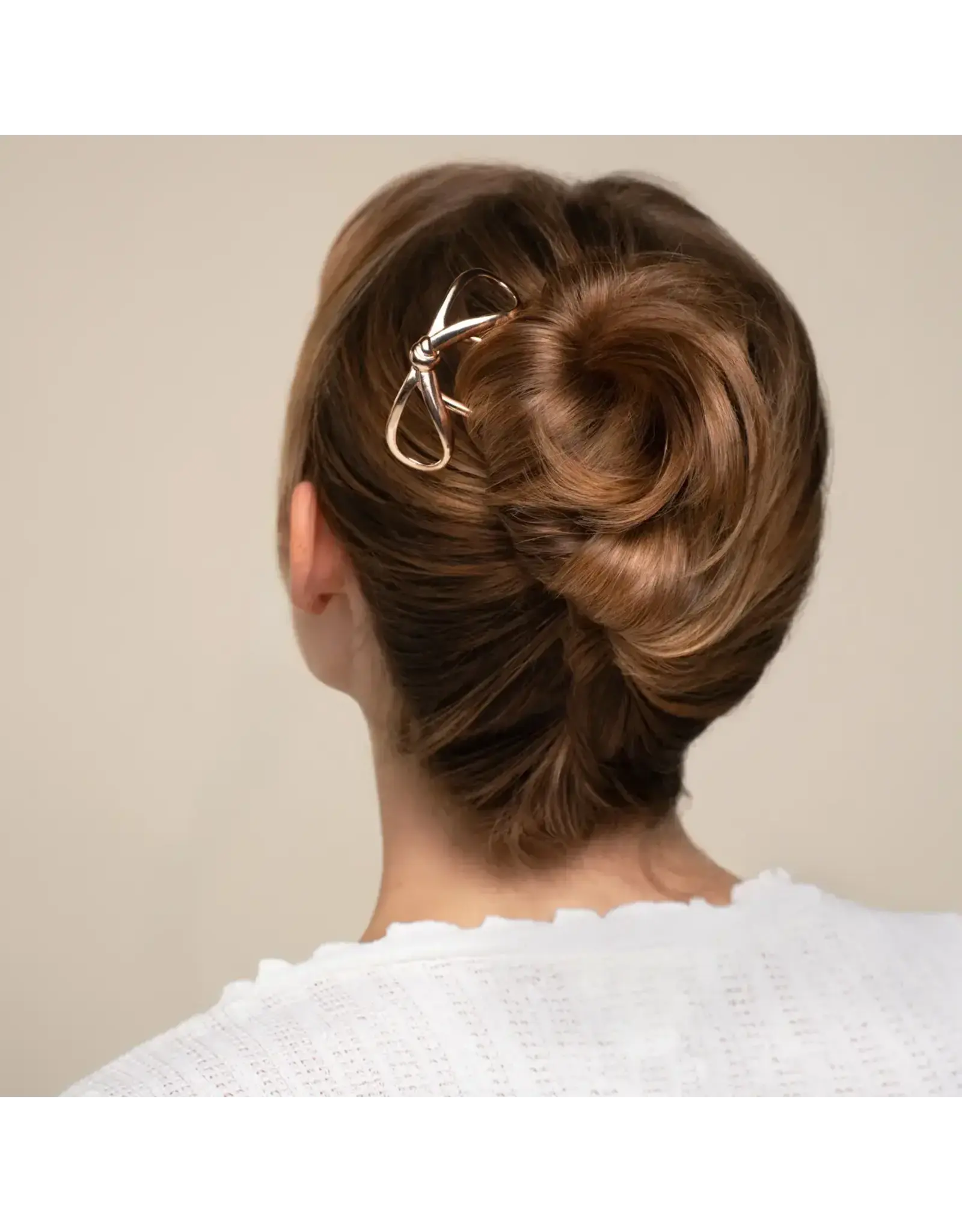 Mini Metal Bow French Hair Pin - Gold